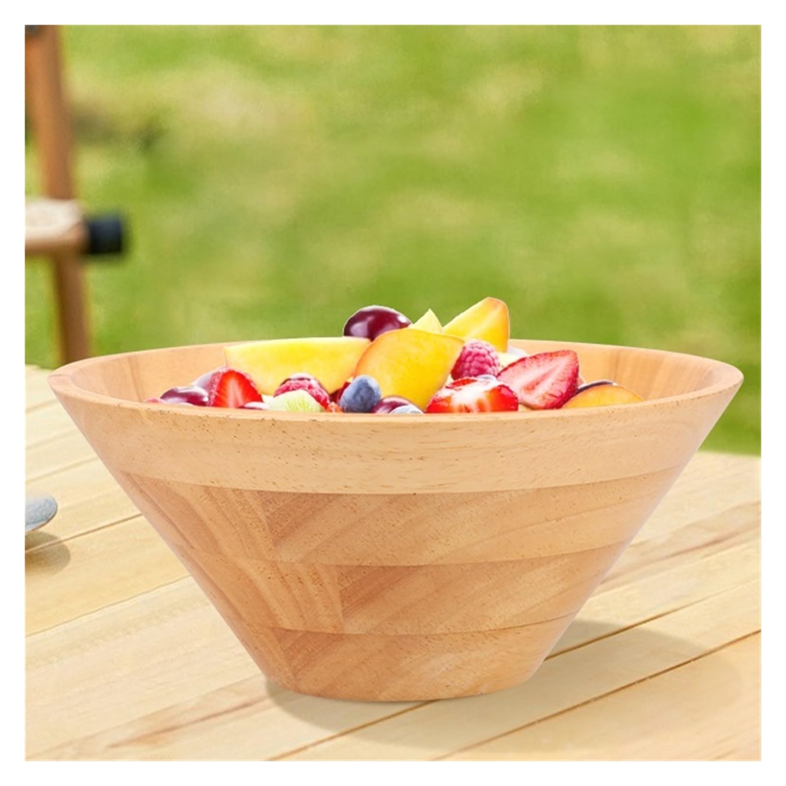 Ensaladera de Madera 2 Piezas: tazones Multiusos tamaño Mediano y Grande for Pan, Fideos, Pasta Frutas