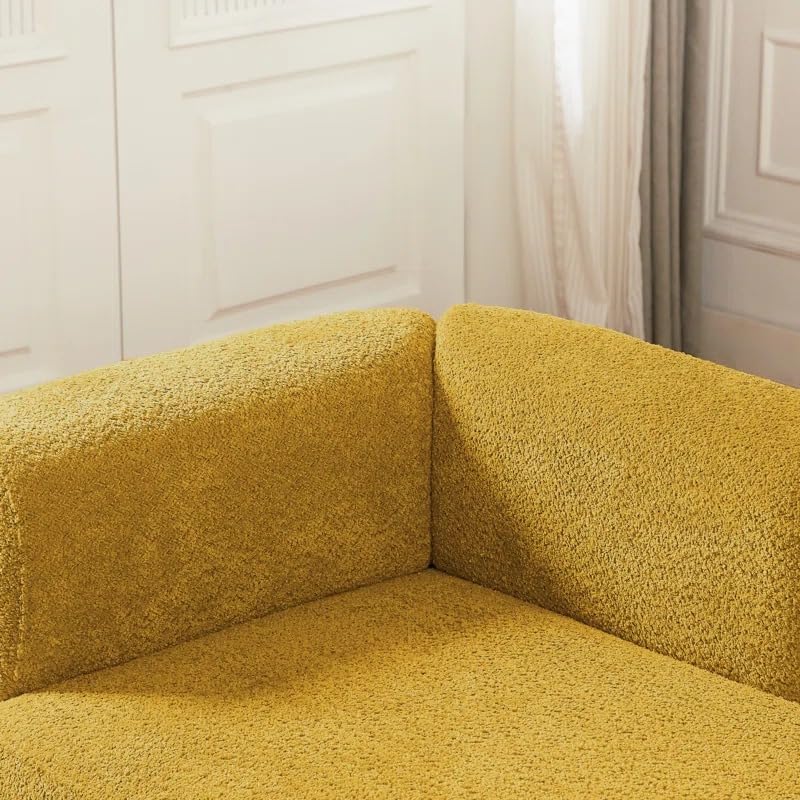 Image of LEGACY OF COMFORT Christinia Upholstered Indoor Chaise Lounge Chair 2 Seater Sofa Two Seater Sofa for Living Room Offices Hotels Bedroom (Yellow)