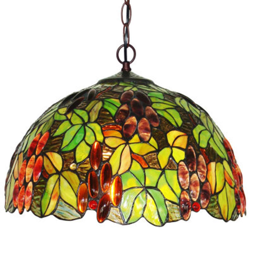 Wdcdyqdh Light Chandelier 16 Inch Pattern Stained Glass Lampshade Single Pendant S For Western Restaurant Bedroom Office Cafe Art Creative Hanging 16Inch