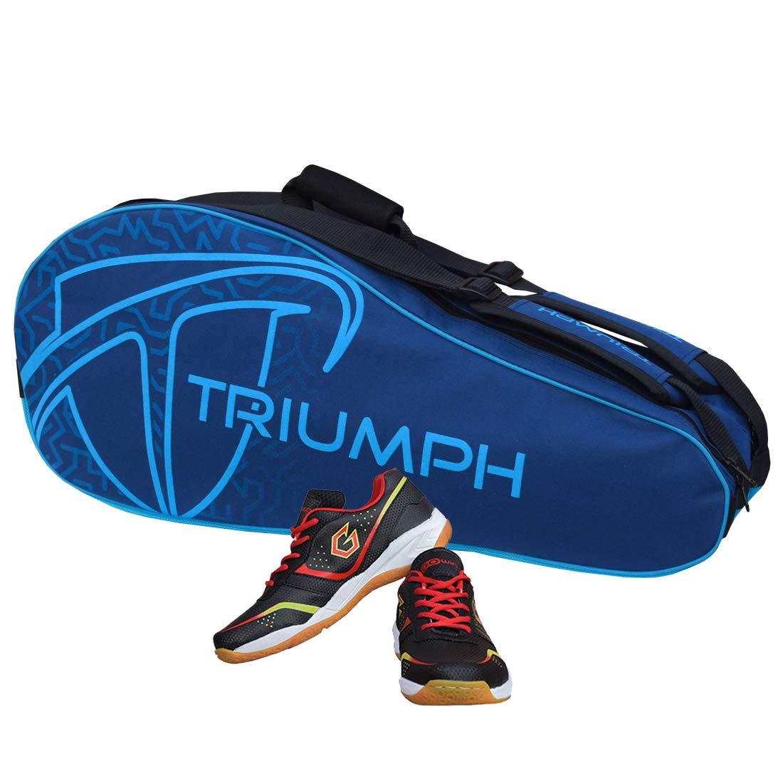 Badminton Shoe Smash Black Size-4 with Triumph Badminton Bag 303 Navy/Sky-image-23