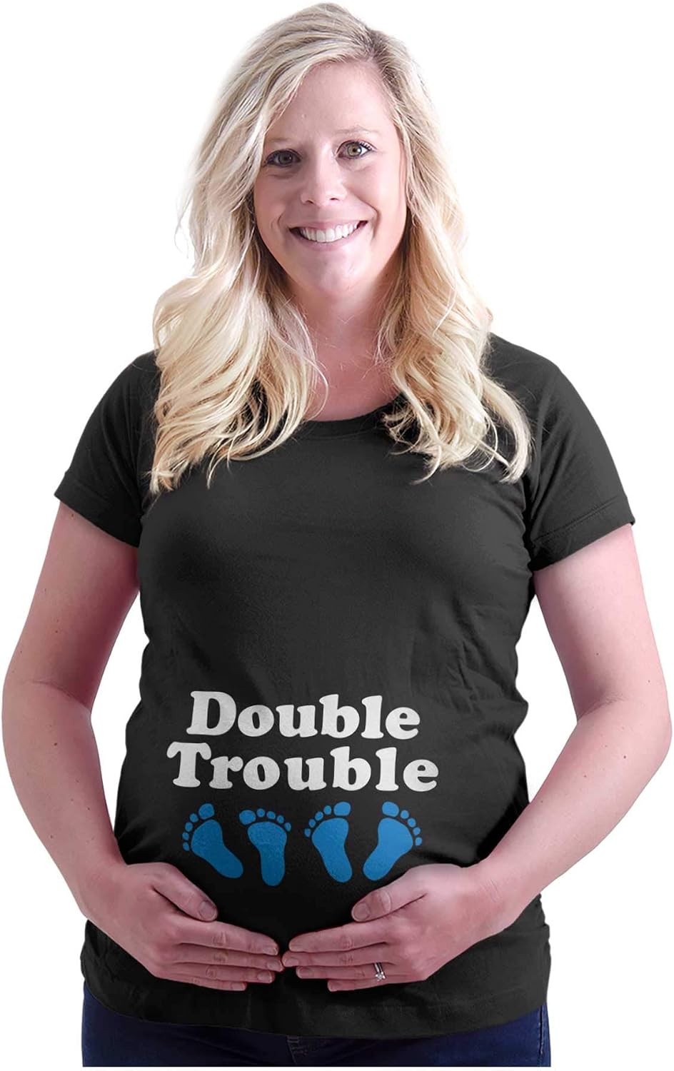 Brisco Brands Womens Maternity Double Trouble Twins Expecting T Shirt Tee