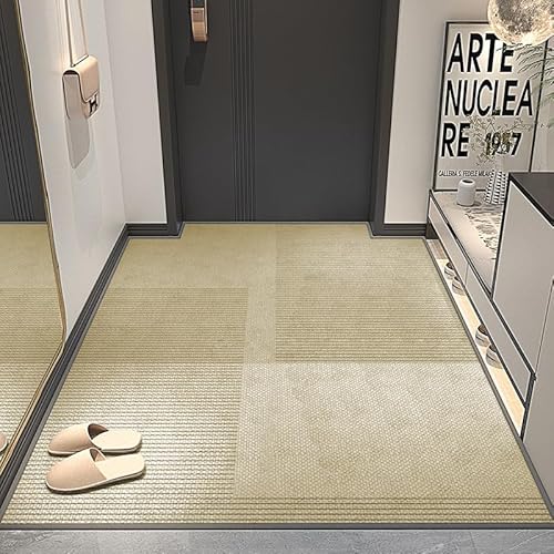 Tapis d'intérieur et d'extérieur lavable, antidérapant, anti-saleté, pour balcon, porte d'entrée, parfait pour la décoration de la maison et l'extérieur - Beige