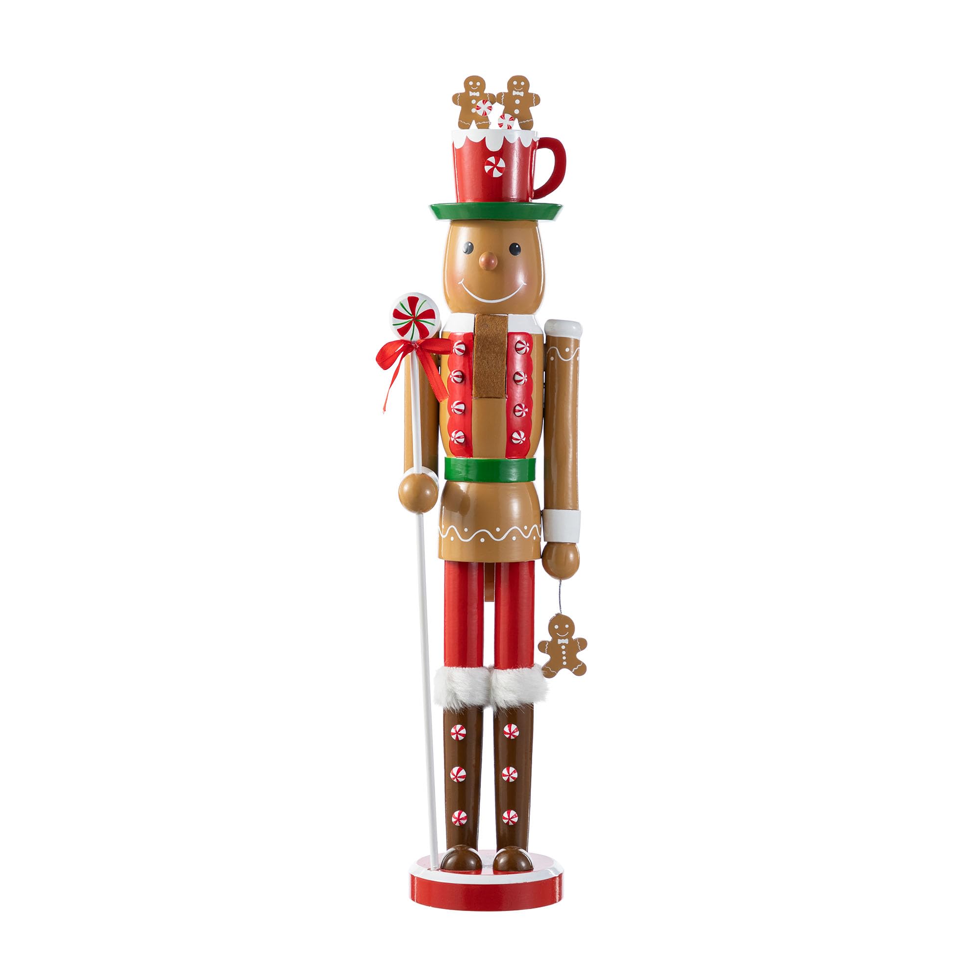 Glitzhome 24" H Nutcracker Christmas Decor Wooden Nutcracker Ornaments Gingerbread Man Nutcracker Figurine Traditional Christmas Decor for Tables Desktop Porch Holiday Festive