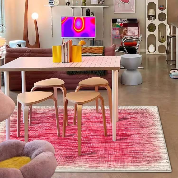 Tapis de salon rose antidérapant et créatif pour grand chevet de lit