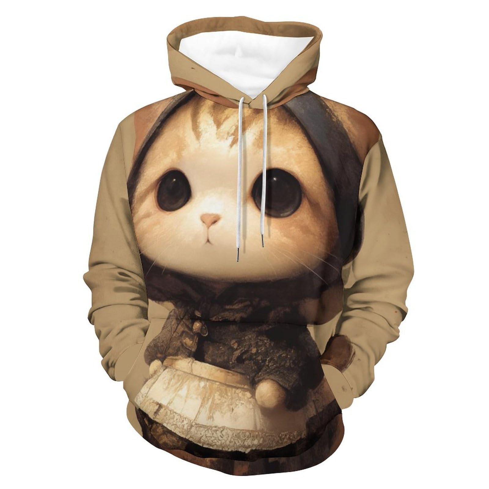 Sweatshirt Pullover Jolie servante Chat avec Capuche Ajustable et Manches Longues - 8