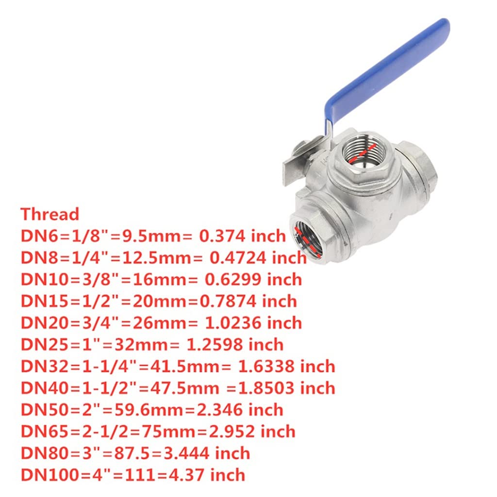 Trójdrożny zawór kulowy ze stali nierdzewnej 304, kompatybilny z gwintem żeńskim BSP 1/4'' do 1'' do instalacji hydraulicznych i hydraulicznych, 1 szt.(Dn50 T Type)