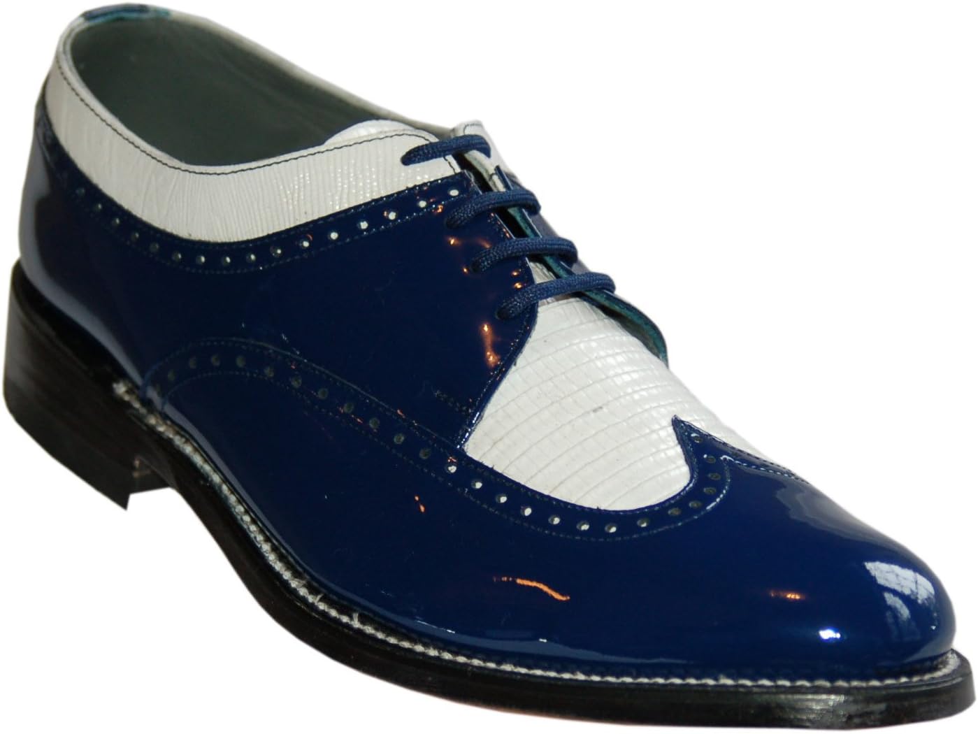 Blue Wingtip Oxfords - All Leather Vintage Style