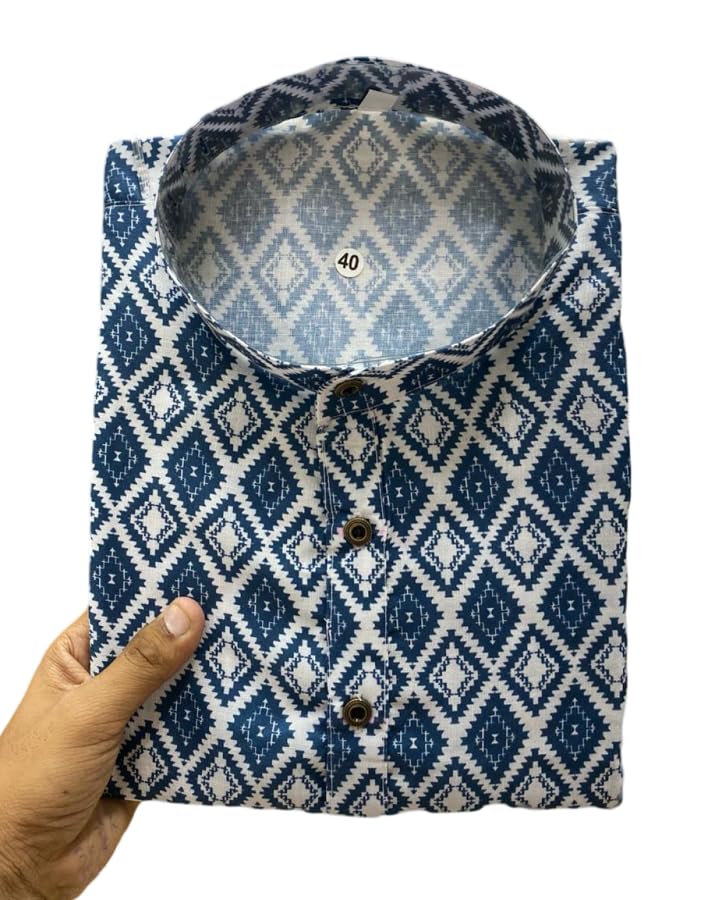 foxdx Men's Traditional Cotton Floral Printed Only Kurta-picture-48