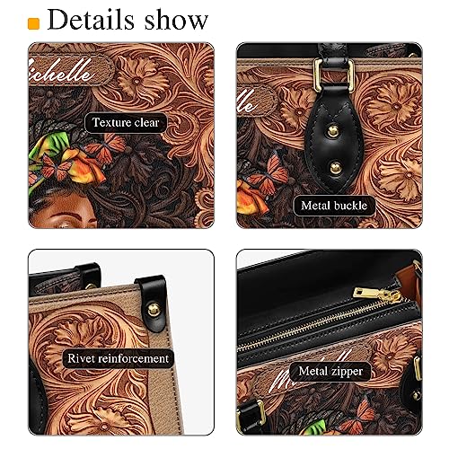 Personalized Black Queen Leather Bag, African American Purse, Afro Black Girl, Gift for Mom, Christmas Gift 6