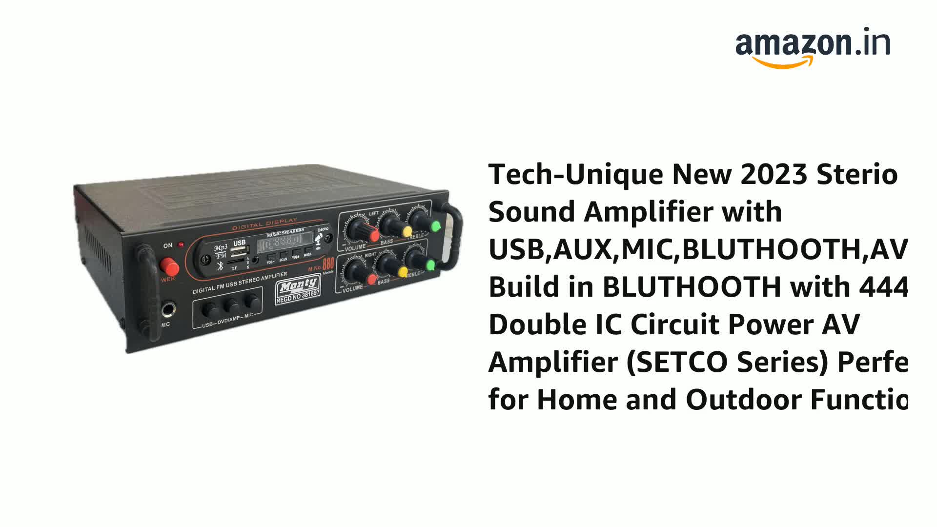 Tech-Unique New 2023 Sterio Sound Amplifier with USB,AUX,MIC