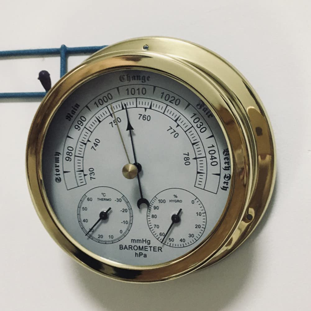 Stazione Meteo Analogica, 5,6 "stazione meteorologica del barometro aneroide, 3 su 1 umidità di temperatura e pressione dell'aria, for navigazione, aviazione, alpinismo, agricoltura, famiglia