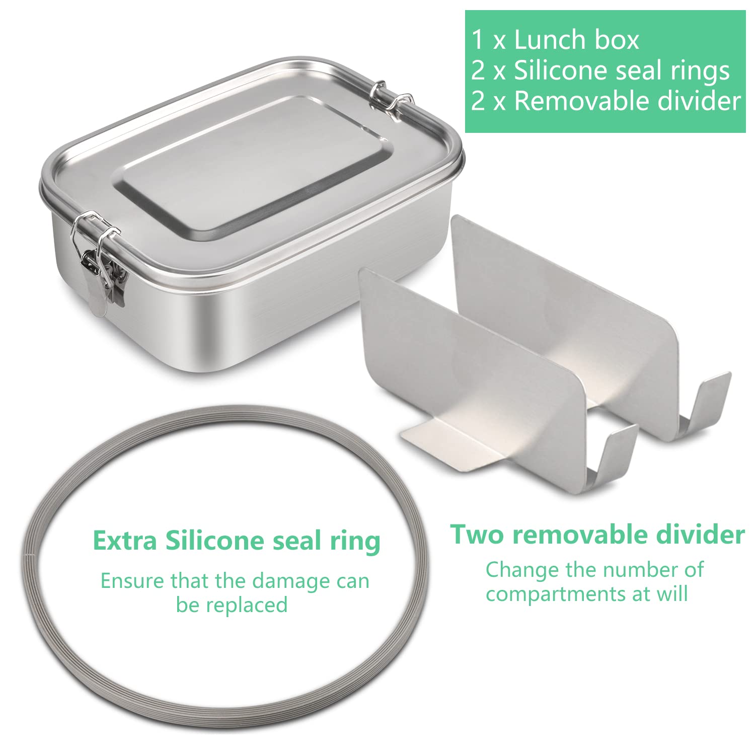 HONZUEN Lunch Box,Stainless Steel 1400ML Bento Box with 2