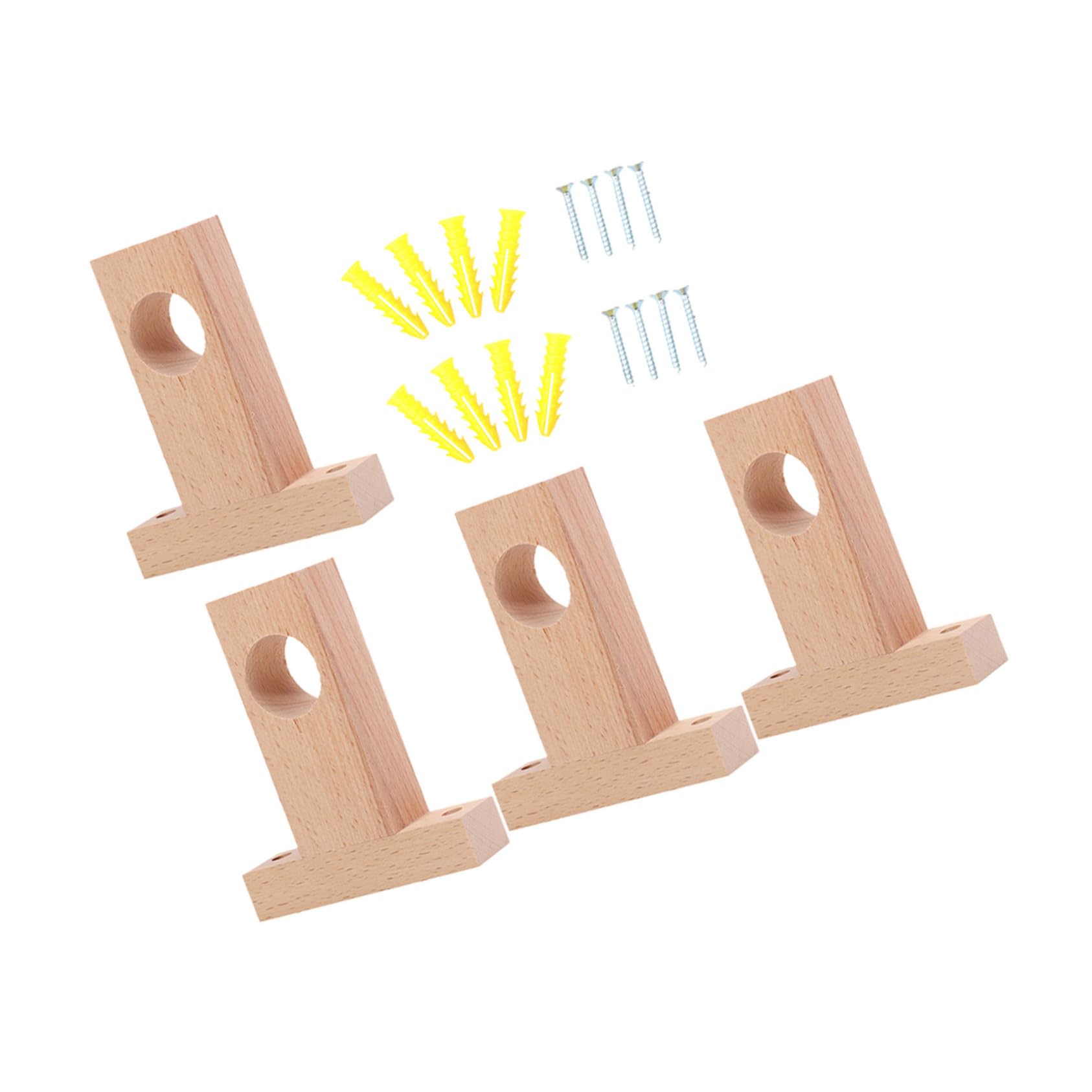 Supporti per Bastone in Legno Beige 4 Pezzi, Staffa Resistente e Pesante per Bastoni Tende, Adatti per Casa e Dormitorio