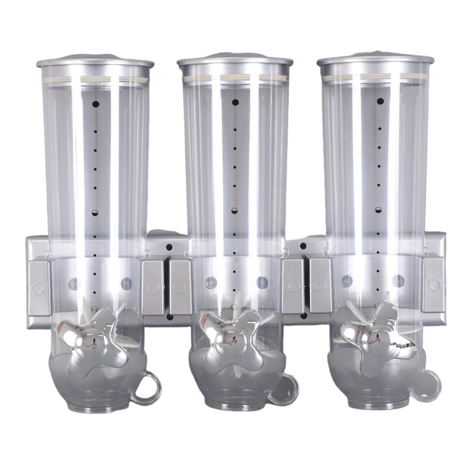Dispenser per cereali da parete, dispenser per alimenti, serbatoio da | cucina, dispenser per caramelle a tre scomparti con 3 tazze, dispenser per alimenti secchi contenitore comodo per cere
