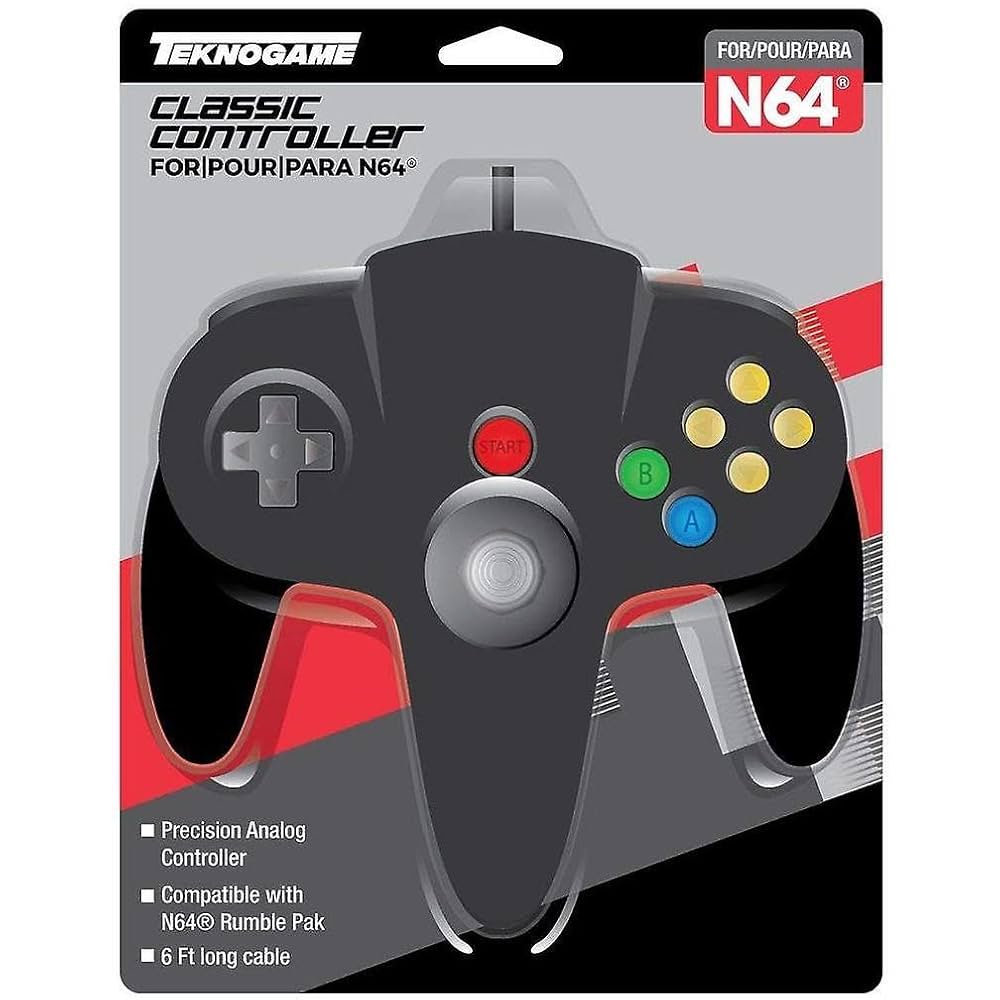 N64（コントローラ別売り不可 Amazon.co.jp: TeknoGame 有線 N64 コントローラー ブラック