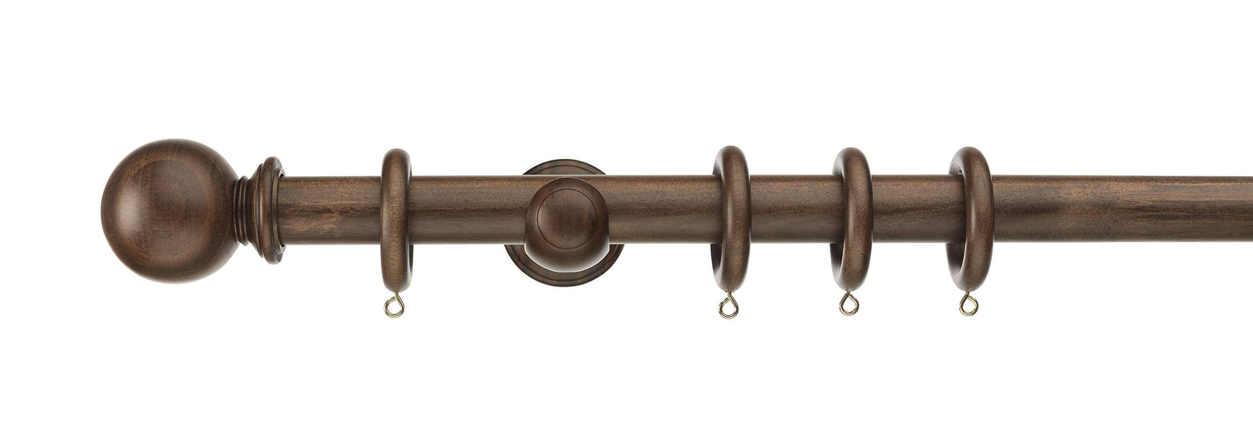 Abc Decor Dark Walnut 28Mm Wooden Curtain Pole Set, Trade Pole Wood Pole Ball Finials (, 240 Cm)