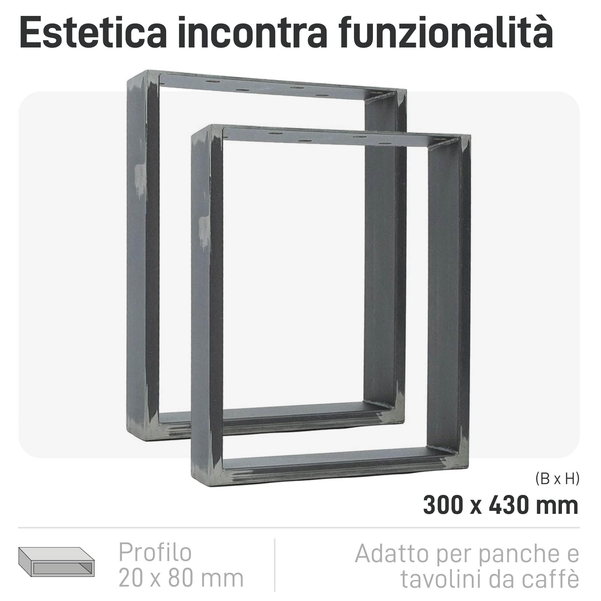 Natural Goods Berlin 2x GAMBE PER TAVOLO | Montaggio Facile | Piedi per Tavolo in Metallo Industriale | Ideale per Progetti Fai-da-Te come Tavolo da Pranzo, Scrivania, Tavolino, Panchina | 30x43 cm