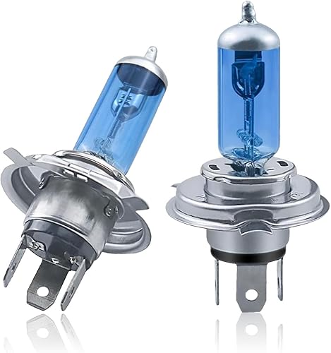 gunhunt Paquete de 2 bombillas halógenas H4 para automóvil, 6000 K, luz de haz bajo H4 de 100 W, kit de conversión súper brillante, enchufar y usar,