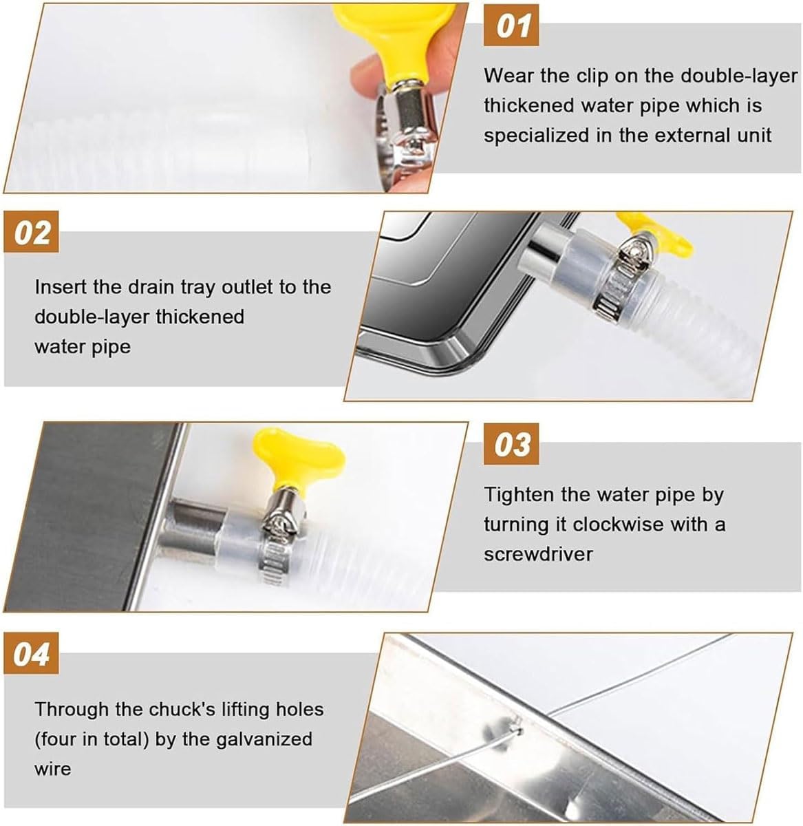 Air Conditioner Drip Tray Condensate Drain Pan,Galvanizing Metal Tray Water Collector Pad with Drain Hole,Drain Fitting Kit,for Universal Split Air Conditioner Heat Pump Systems(5P)