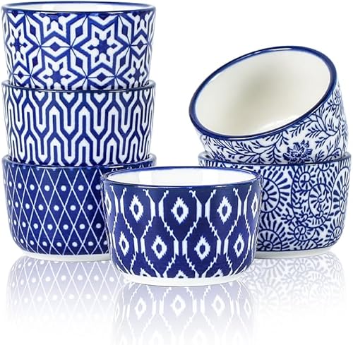 Miniatura 8 de Selamica Ramequines de cerámica de 4 onzas, Ramekins de crema Brulee aptos para horno, platos de natillas de soufflé para hornear, mini cuencos