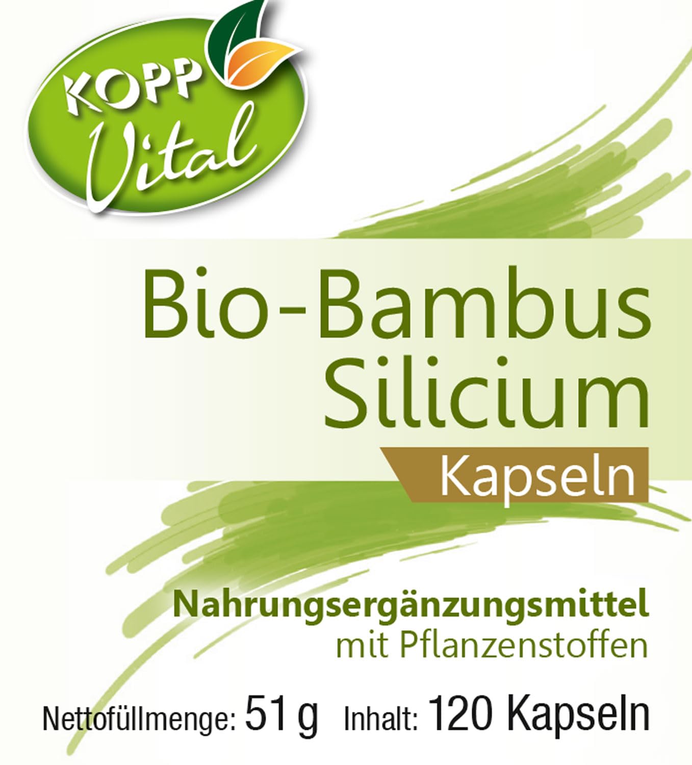 KOPP Vital® Bio-Bambus Silicium Kapseln 51 g, pflanzliche Kapselhülle | 1 x 120 Kapseln, Apothekenqualität, Bio-Qualität, Premium Silicium & Rohstoffe
