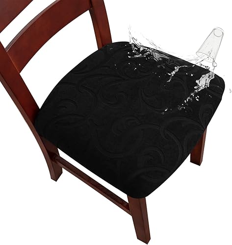 Genina Fundas de asiento impermeables para sillas de comedor, fundas elásticas para sillas de comedor, fundas protectoras para sillas de cocina,