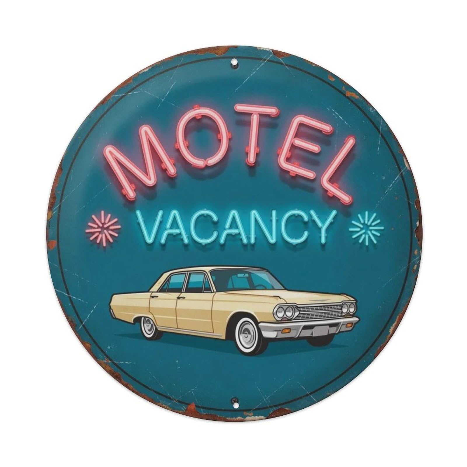Motel Vacancy Retro Roadside Metal Tin Sign Plaque