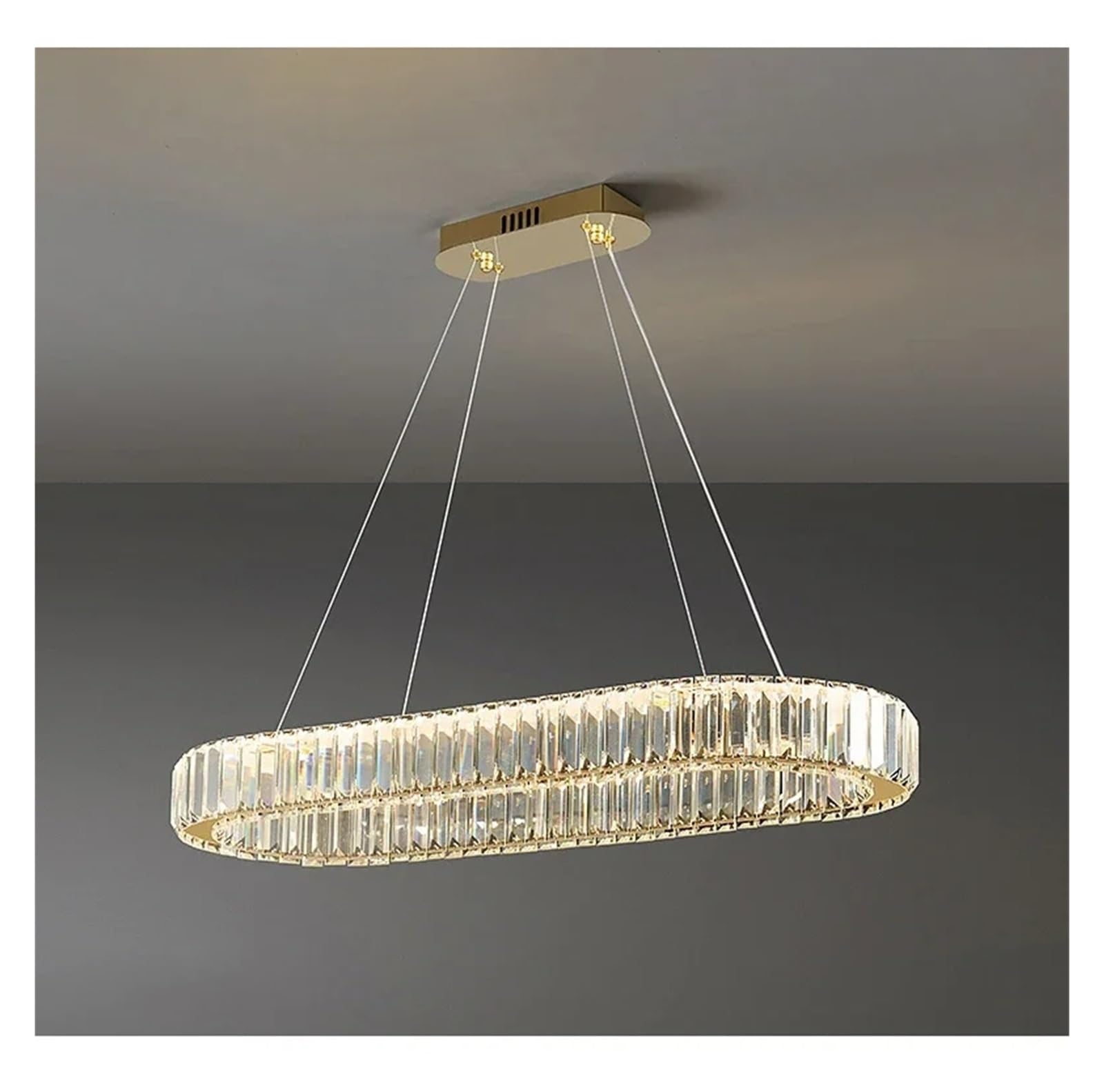 KXEcoLife Led Luxury Crystal Ceiling Pendant Lamp Living Room Bedroom Hanging Chandelier Dining Table Light for Decor Lustre