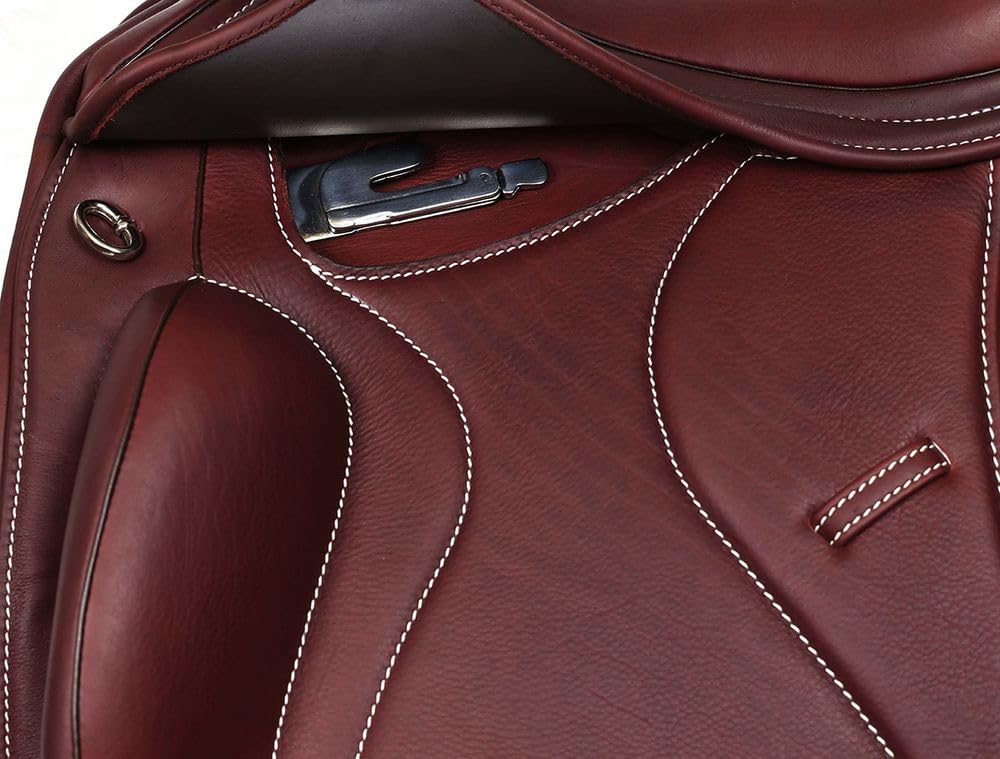 A&M Reitsport Selle de dressage Chester cuir tête interchangeable arbre polyflex rouge marron 18,5"