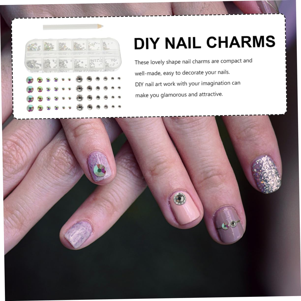 GALPADA 3sets Flatback Rhinestones Nail Art Decorations Compartment for Crafts Makeup Nail Designs for Creative Projects and Glamorous Looks