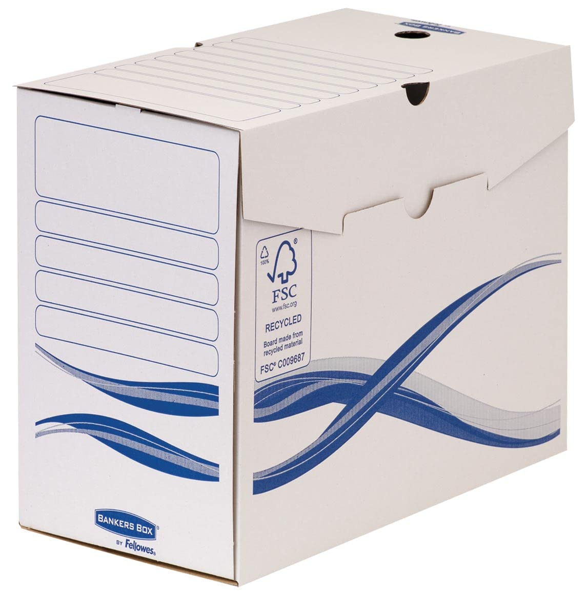 Bankers Box 4460302 Basic scatola archivio, 150 X 250 X 325 mm, colore: bianco/blu