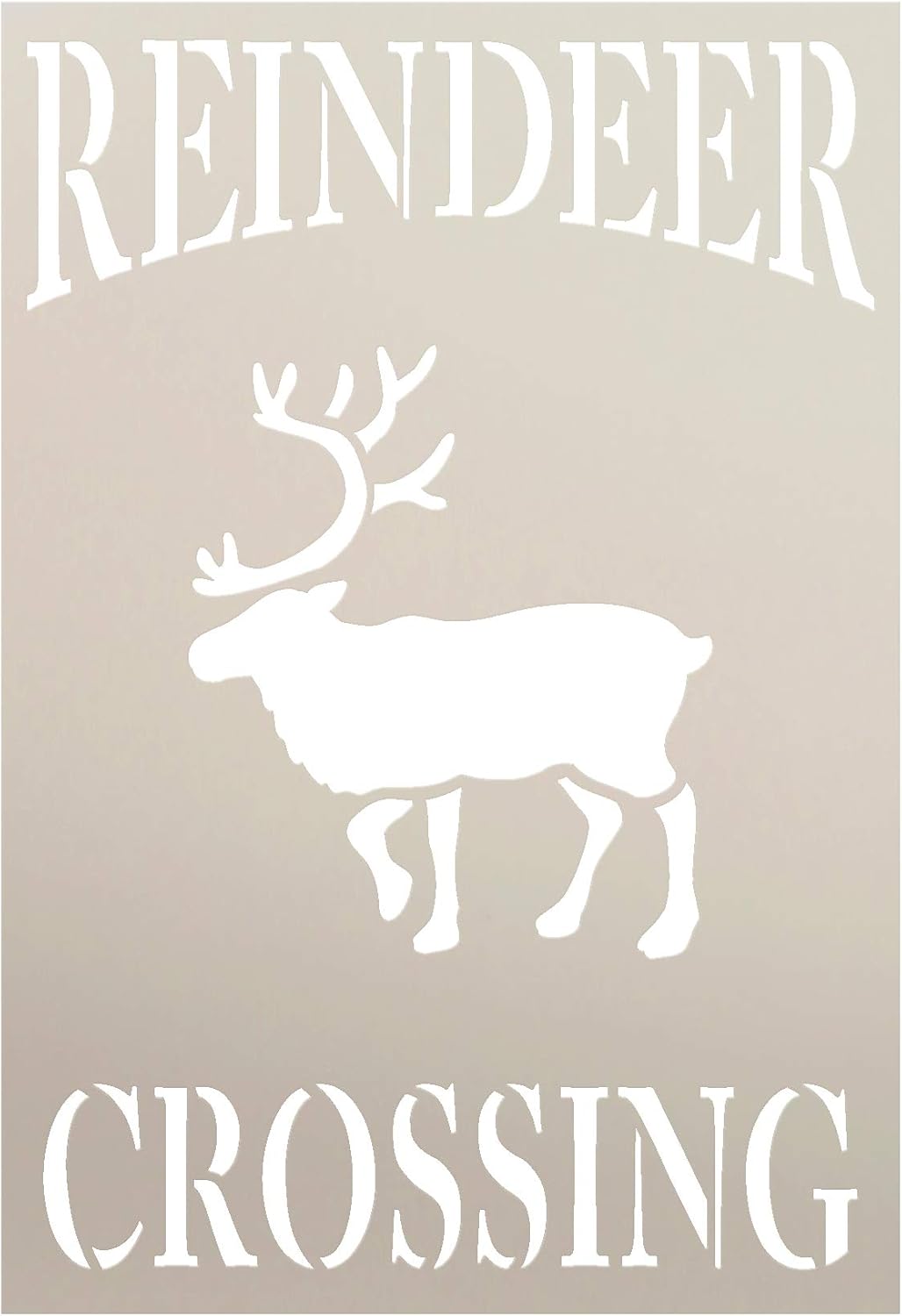 Reindeer Crossing Stencil by StudioR12 | Reusable Mylar Template Paint Wood Sign | Craft Country Christmas Holiday Home Decor Porch - Mantel | Rustic DIY Farmhouse Winter Gift Select Size (9 x 13)