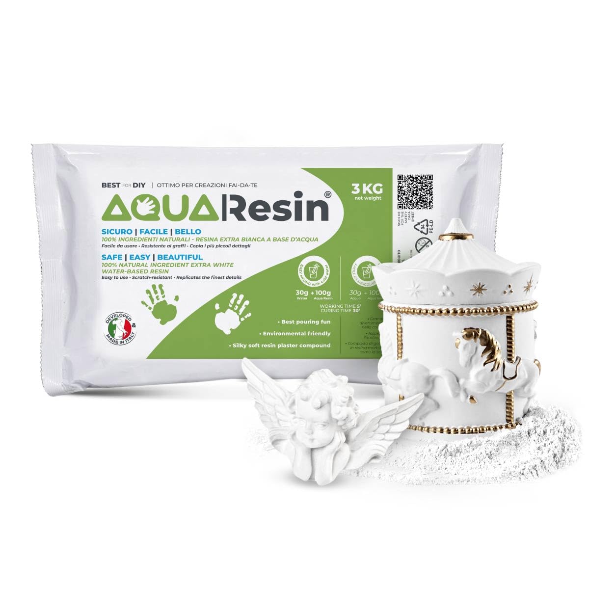 Aqua Resin White Plaster Satin Porcelain Effect Craft Water Based Resin 3kg