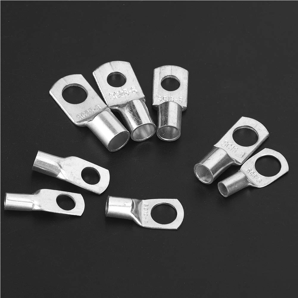 Fyearfly Lot de 60 cosses de tube en cuivre de haute qualité, connecteurs à sertir pour câble de soudure, 8-10 AWG, applications électriques marines et automobiles