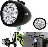 Vista 1 de Luz delantera de bicicleta vintage retro 7 LED con soporte
