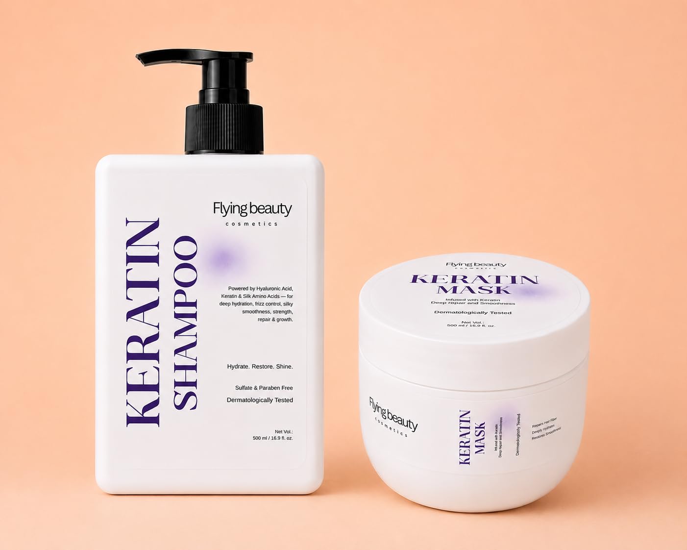 Keratin Shampoo + Mask Gift Set | Complete Hair Care Gift Combo | Deep Repair Hydration Frizz Control & Smoothness | Sulfate Paraben Free | 500ml Each | Dermatologically Tested-image-41