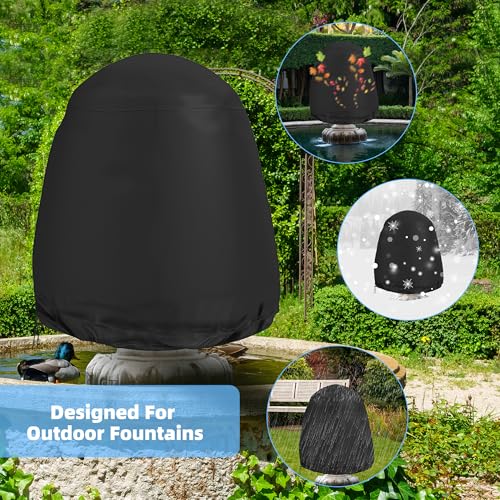 Housse de fontaine U0U 190x198 cm noire bâche imperméable extérieure