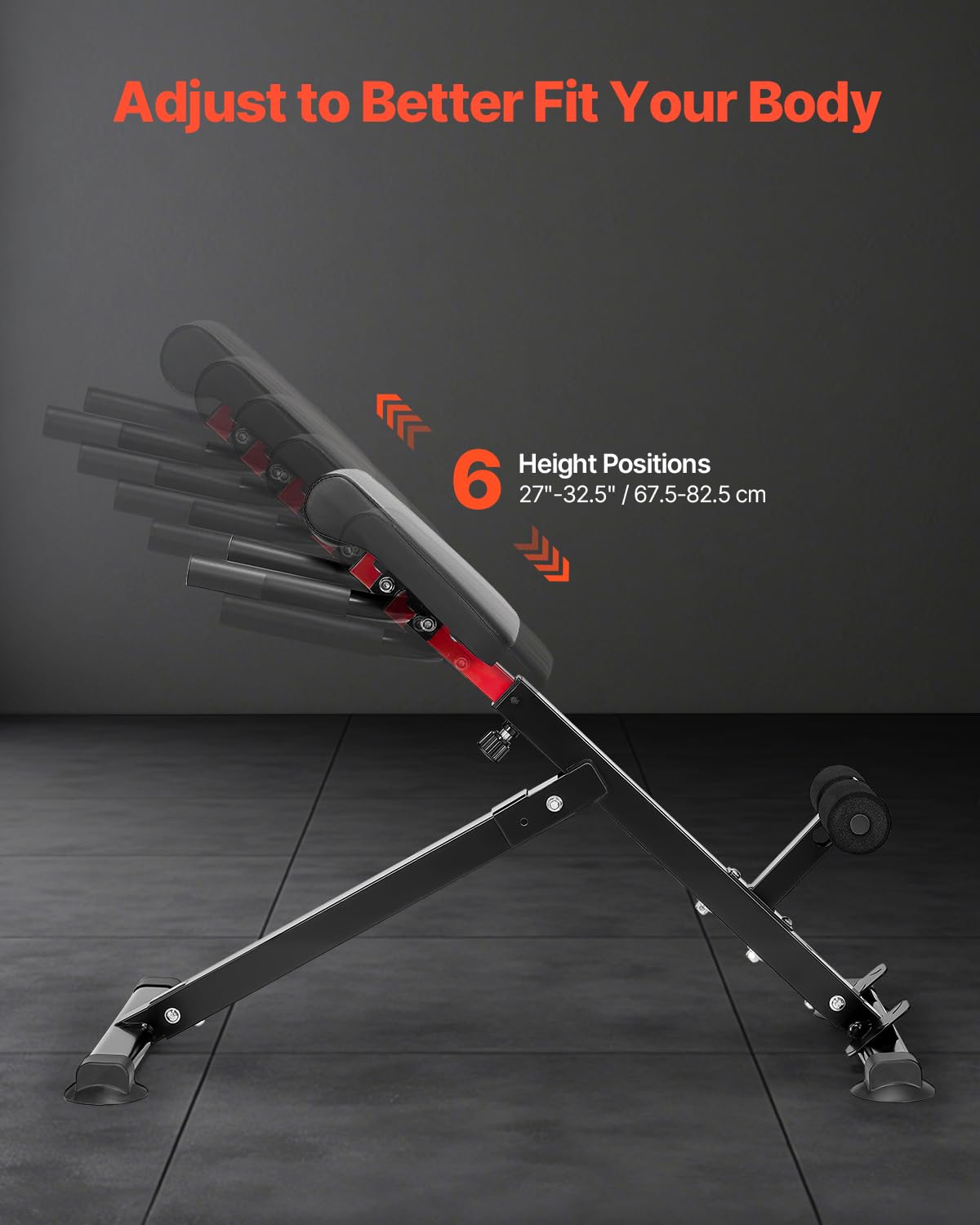 VEVOR Banco de Hiperextensión con Silla Romana, Máquina de Extensión Ajustable y Plegable de 113 kg, Equipo de Ejercicio Multifunción para Glúteos, Isquiotibiales, Espalda y Abdominales, Negro