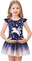 Vista 1 de EQSJIU Leotardos de ballet de unicornio con tutú para niñas pequeñas, vestido de falda de tul de algodón para bailar