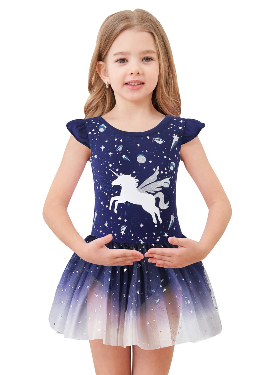 EQSJIU Unicorn Ballet Leotards with Tutu for Girls Toddlers Dance Cotton Tulle Skirts Dress
