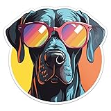 Cool Great Dane Dog Sticker - Waterproof Vinyl Decal for Car Bumper, Laptop, Water Bottle, Luggage, Wall, and Window, Size - 5'' Longer Side