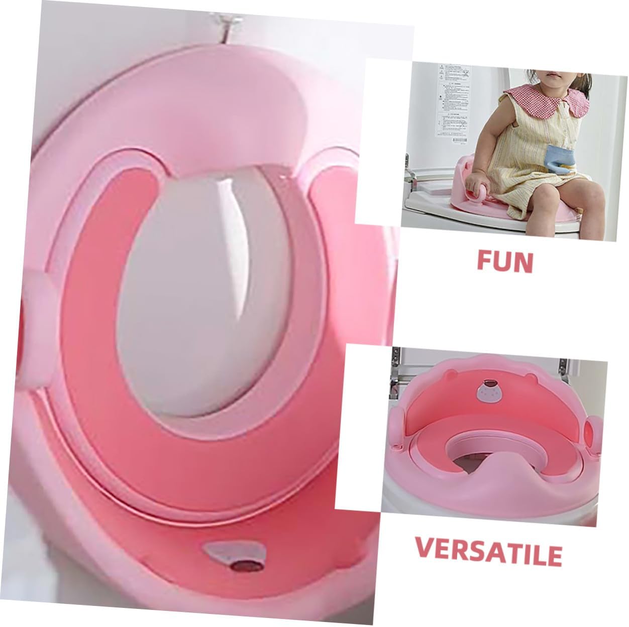Potty Training Seat with Soft Tpe Cushion and Non-slip Base Cute Lion Design in Cherry Blossom Pink Easy-clean Toilet Trainer for Boys