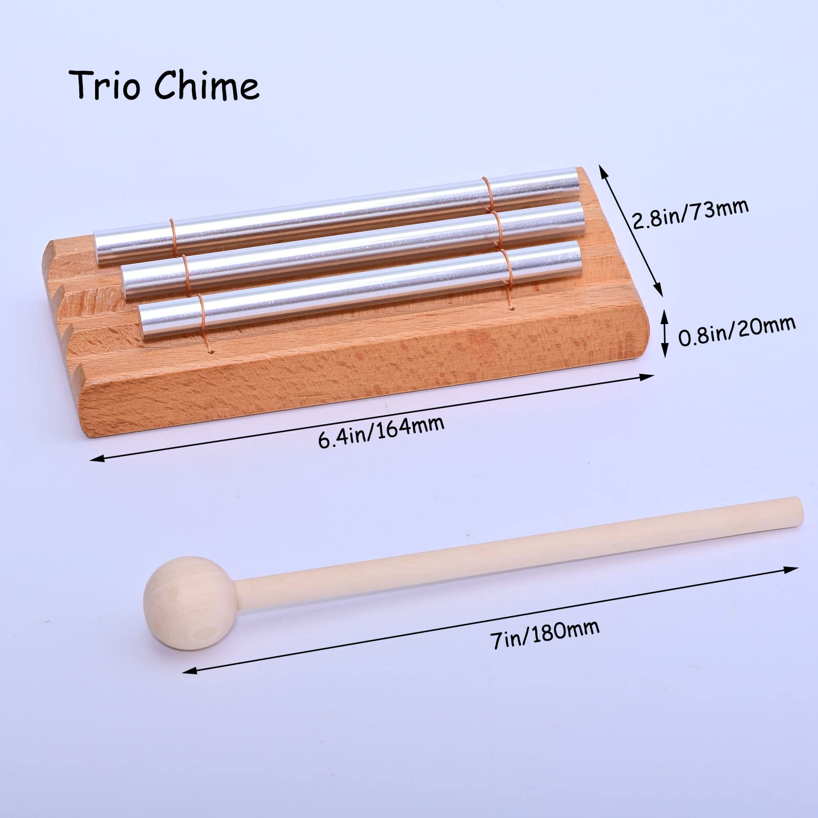 LIEKE Chime 3 Ton Klangstab für Yoga Meditation Klangheilung, Holz Hand Glockenspiel Glocken Percussion Instrument für Lehrer Klassenzimmer Management Tool