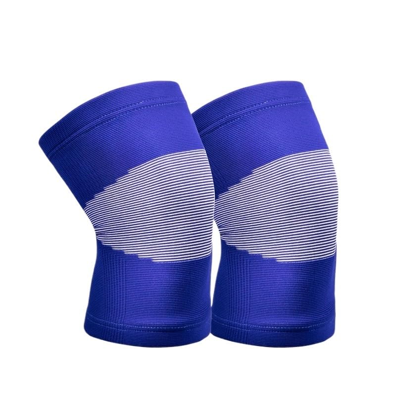 Exercise, protection Thickened Knitted Knee Pads Sports Sliding Support Squat Machine Knee Pads for Fitness, cycling, running, playing football(Blue,Medium)