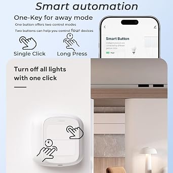 Smart Button Wireless Mini Switch Remote One Touch Button WiFi Wireless Switch, 2-Key 2-Way Control, Customized Actions, Lighting Multiple appliances Control via Smart Life APP