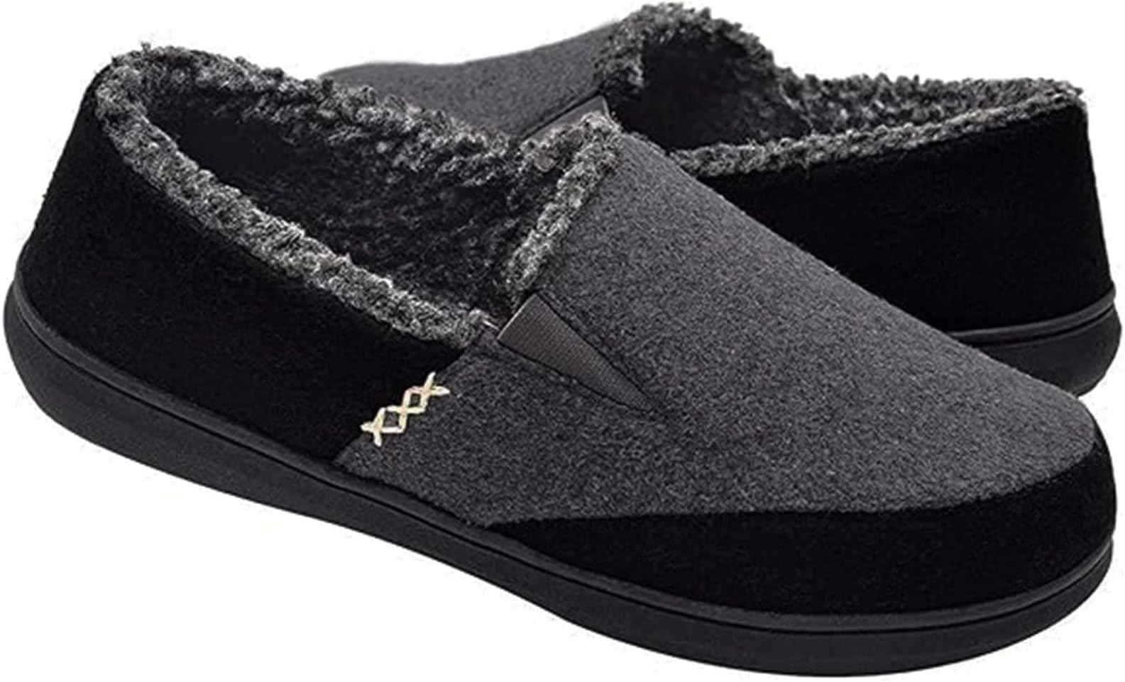 Zigzagger Men's Wool Blend Closed-back Slippers, Indoor/Outdoor Durable House Shoes with High-density Foam,Asher Grey,UK Size 8