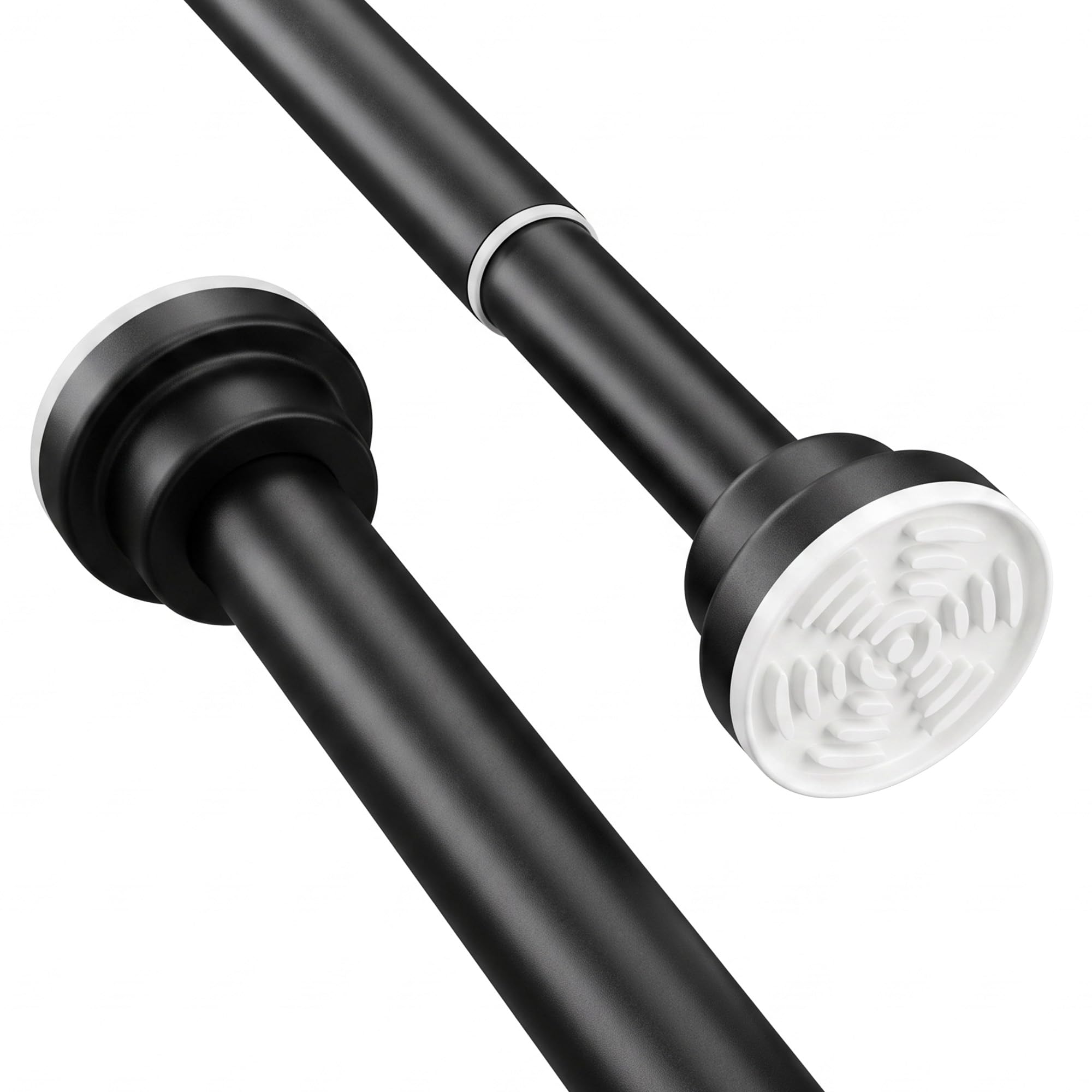 Extendable Shower Curtain Rail 85-140cm,Stainless Steel Shower Curtain Pole Curtain,Tension Rod No Drilling Adjustable Shower Rail Telescopic Shower Pole for Bath,Closet,Wardrobe,Kitchen Black