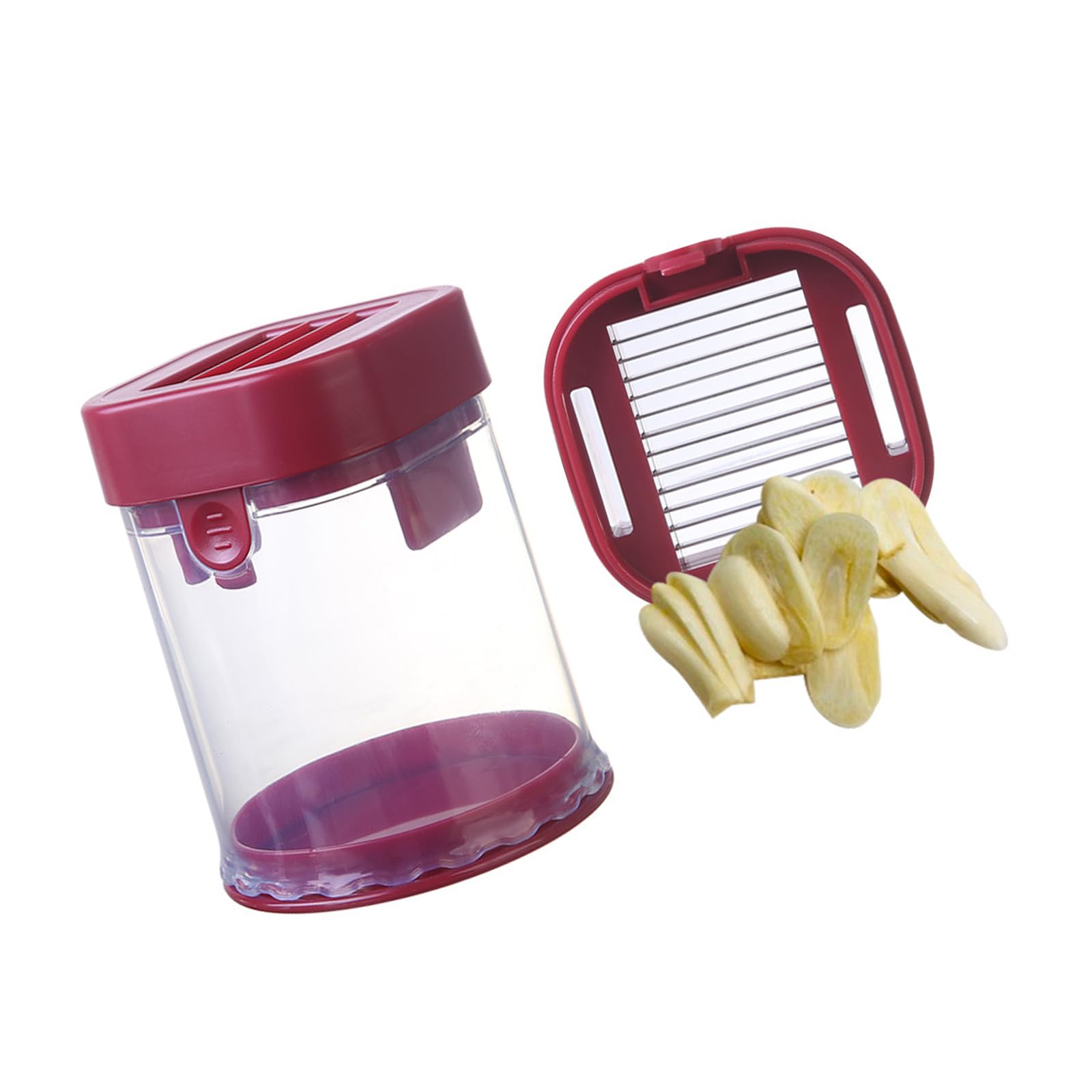 NVOQILIN Multifunctional Garlic Press and Vegetable Slicer Cup for Easy Meal Preparation Kitchen Manual Push Type Fruit Cutter Food Chopper