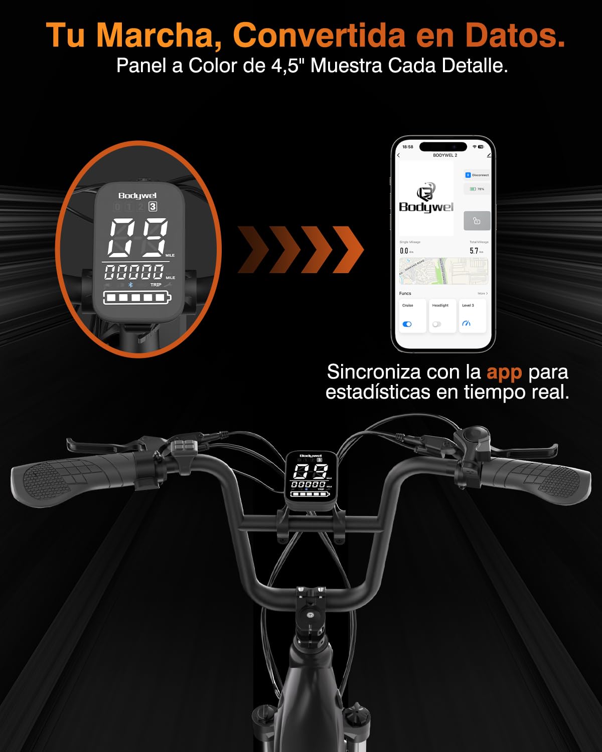 Bodywel F20 Bicicleta Eléctrica, 20x3.0 Fat Bike Todo Terreno Bici Electrica Adultos, 250W 48V 15Ah Batería Extraíble, 7 Velocidades, Horquilla de Suspensión, Montaña E-Bike Pantalla LCD/App