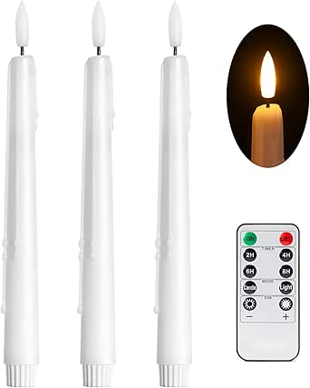 6 Bougies LED Coniques Rechargeables – Télécommande, Minuterie, Flamme 3D Scintillante